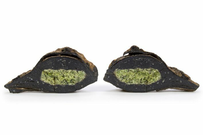 Sliced Olivine Crystal Filled Volcanic Bomb - Spain #301763